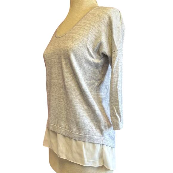Womens Sweater Size Small Gray Layered Attached Undershirt Preppy Modest Classic - Picture 5 of 8